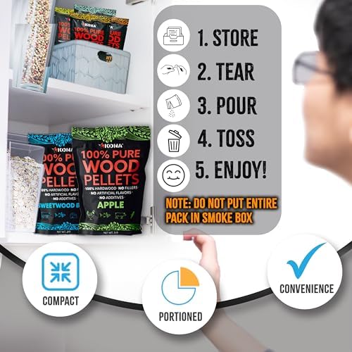 Kona Wood Pellets Intended for The Ninja Woodfire Grill, 12 Single-Use Pouches (4 Flavors)