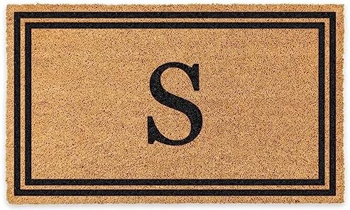 COCO MATS 'N MORE Coir Personalized Doormat Monogrammed, USA (22” x 36”, Black) Vinyl Backing | Durable Outdoor Door Mat for Home Entrance | Keeps Homes Clean (Double Bordered)