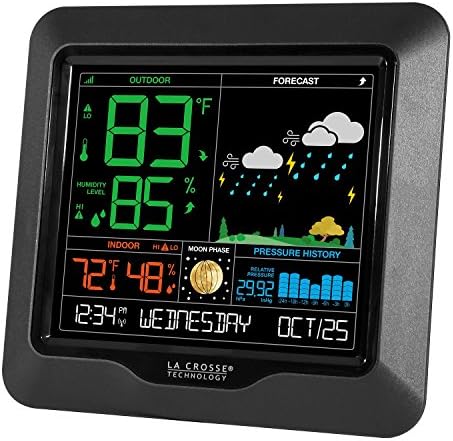 La Crosse Technology Color Forecast Station - Large Display, Temperature/Humidity Alerts, Seasonal Scenes - Indoor/Outdoor Monitoring, HI/LO Records, Barometric Pressure - Atomic Time, DST Updates