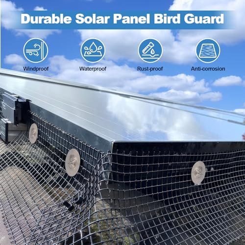 Critter Guard for Solar Panel Bird-Guard - INCIKITI 6in x 100ft PVC Coated Pigeon Netting 1/2" Bird Mesh with 100 Fastener Clips, 20 Tie Wire, Cutting Scissor, Gloves, Pigeon Solar Panel Mesh for Bird