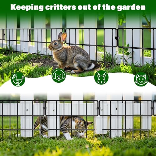 25 Panels Animal Barrier Fence No Dig, 27 Ft(L) X 17 in(H) Decorative Garden Edging Fence for Yard, Rustproof Metal Outdoor Garden Fences Borders for Dogs, Small Pets, Landscape, and Lawn