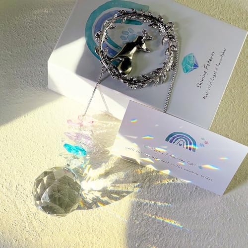 Cat Memorial Suncatcher - Lost of Cat Bereavement Gift Idea, Pet Loss Sympathy Gifts, Thoughtful Cats Remembrance Sun Catcher, Passing Away Remembrance Memory Gift