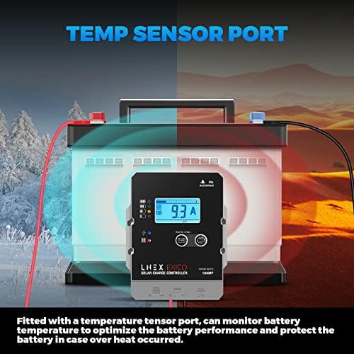 Solar Charge Controller Waterproof, 10A Super Thin Panel Battery Intelligent Regulator With LCD Display 12V/24V PWM Controller for LiFePO4, AGM, Gel, Flooded and Lithium Battery