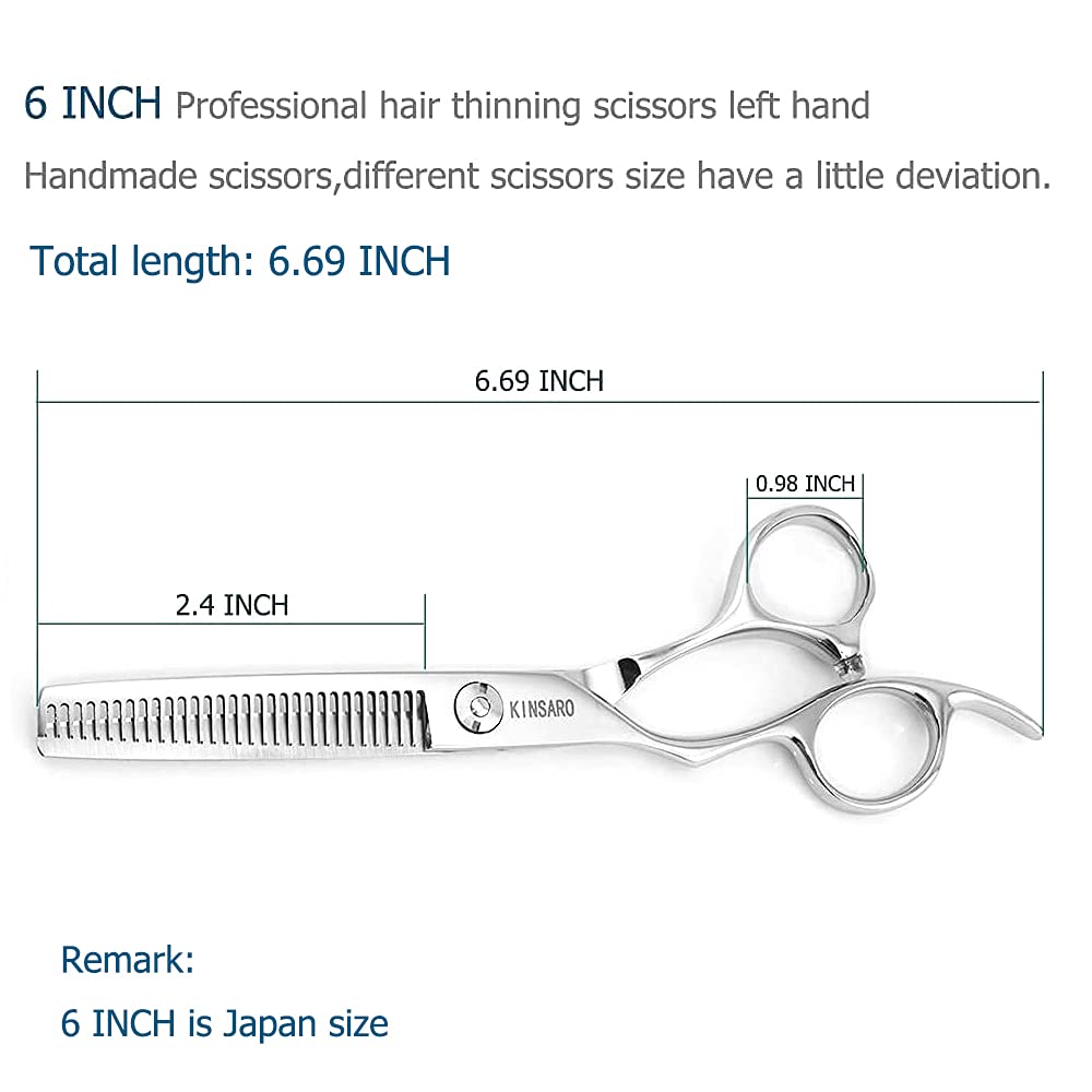 Hair Scissors left hand Thinning Scissors 6 Inch Barber Scissors Left hand Hair Thinning Shears Lefty Barber Shears KINSARO