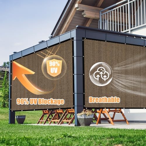 Amagenix 90% Sun Shade Cloth with Grommets, 8' x 12' Pergola Replacement Shade Cover Canopy Privacy Screen for Outdoor Patio Garden, Mocha (We Customized)