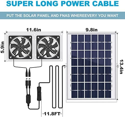 SOLPERK Solar Fan for Greenhouse, 10W Solar Powered Fan for Chicken Coop, Waterproof Solar Exhaust Fan for Shed with 11.8ft/3.6m Cable