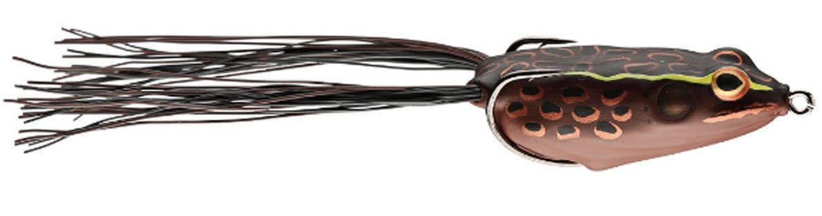 BOOYAH Pad Crasher Topwater Bass Fishing Hollow Body Frog Lure with Weedless Hooks, Sunburn