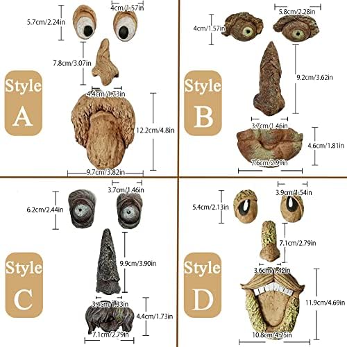 4 Pack Tree Faces Decor Outdoor with 20 Screws, Tree Face Outdoor Statues Old Man Trees Hugger Bark Ghost Yard Art Garden Decoration, Trees Decorations Outdoor for Halloween Easter