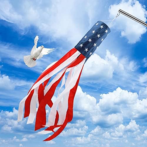 4th of July Decorations,40 Inch American Windsock Heavy Duty,Patriotic Fourth of July Outdoor Decor, American Flag USA Windsock With Embroidered Stars,Red White and Blue Decor for Memorial Day,Outside