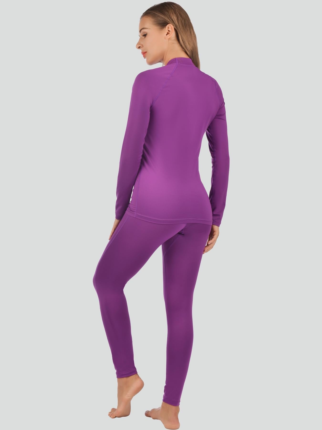 qualidyne Thermal Underwear for Women Long Johns Ultra-Soft Base Layer Pajama Set Winter Cold Weather Top and Bottom Purple