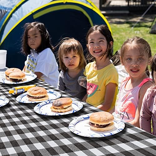 Picnic Table Covers with Bench Covers Set Elastic Fitted Tablecloth 6 FT for Outdoor Camping 3 piece (Black and White )