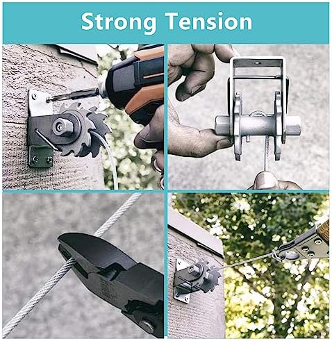 FZENeast Shade Sail Hardware Kit Include Winches & Wire Rope, Anti-Rust Stainless Steel Sun Shade Hardware Kit for Rectangle Square Triangle Shade Sail Installation(75 PCS)