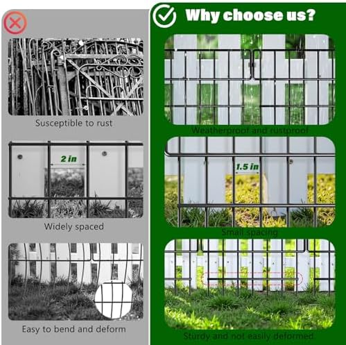 25 Panels Animal Barrier Fence No Dig, 27 Ft(L) X 17 in(H) Decorative Garden Edging Fence for Yard, Rustproof Metal Outdoor Garden Fences Borders for Dogs, Small Pets, Landscape, and Lawn