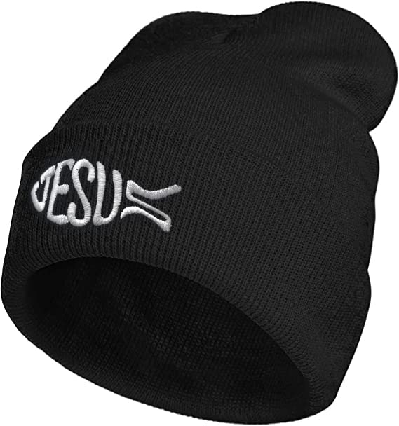 LUADSN Jesus Beanie Hat for Men Women Embroidered Knit Beanie Hat Skull Cap Slouchy Winter Hat