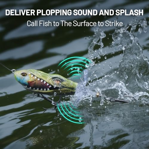 HANDING 3PCS Plopper, Bass Fishing Lure for Freshwater and Saltwater, Floating Topwater Lure, Mustad Hook, Angler's Gift, for Pike Catfish, 1/2oz, 3/4oz and 1oz
