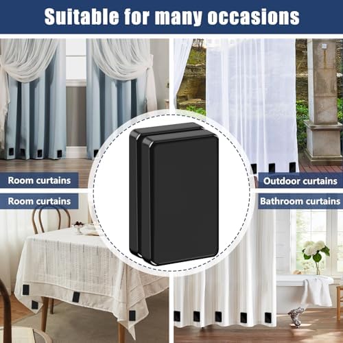 18 Pcs Outdoor Curtain Weights, Plastic Wrapped Magnetic Drapery Weights, Waterproof Heavy Duty Curtain Magnets for Heavy Wind Outside, Shower Curtain, Tablecloth, Flag (Black)