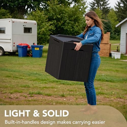Devoko 30 Gallon Resin Deck Box Outdoor Indoor Waterproof Storage Box for Patio Furniture Pool Accessories Storage for Cushion Garden Tools (30 Gallon, Black)