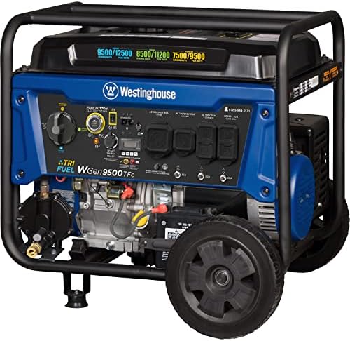 Westinghouse 12500 Peak Watt Tri-Fuel Home Backup Portable Generator, Remote Electric Start, Transfer Switch Ready, Gas, Propane, and Natural Gas Powered