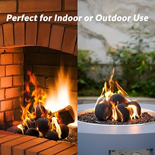 Skyflame Ceramic Fire Balls, Set of 15 Round Fire Stones Set for Indoor and Outdoor Fire Pits or Fireplaces Accessory, 3 Inch, Black