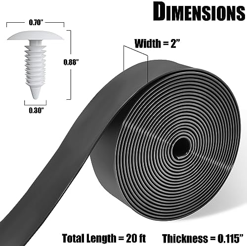 Vinyl Straps for Patio Chair Repair Kit 2'' Wide 20 Ft Long Replacement Straps + 20 Free Rivets for Outdoor Lawn Furniture Chaise Lounge Repair (Black)