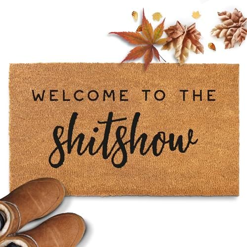 MAINEVENT Welcome to The Shitshow Doormat 30x17 Inch, Outdoor Welcome Mat for Front Door, Outdoor Door Mat for Outside Entry w/Non-Slip PVC Backing