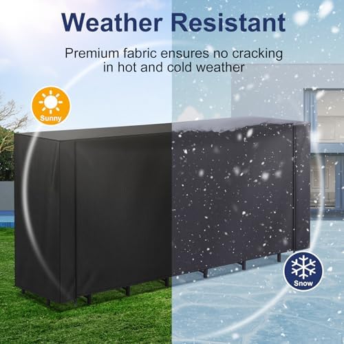 Honest 8ft Firewood Rack Cover, Heavy Duty Waterproof 600d Oxford Outdoor Firewood Storage Cover with Zipper and Openable Front Flap, Cover Only