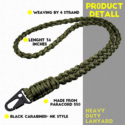 Frienda 2 Set Heavy Duty Paracord Lanyard Necklace Whistles Strap Braided 550 Keychain Lanyard for Outdoor Activities (Dark Camouflage)