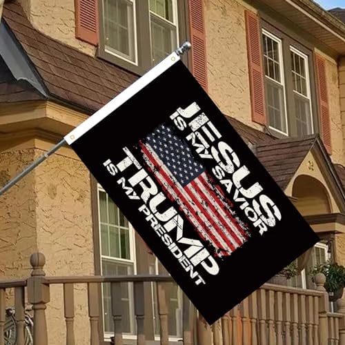 WENWELL Jesus is My Savior Trump is My President Flag 3x5 Ft Double Sided,Durable,Fade-Resistant,Indoor/Outdoor