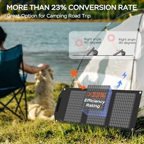 MARBERO Foldable Portable Solar Panel 30W Solar Panel Charger for Power Station >23% High Efficiency USB & DC Port Compatible with Cell Phone Ipad Laptop IP65 Waterproof for Camping Outdoor Cloudy
