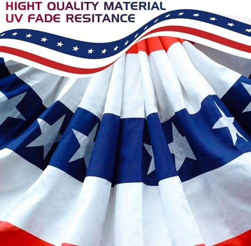 3Pack 2X4FT American Pleated Fan Flag, USA Patriotic Half Fan Bunting Flag, 4th of July Decorations Flags, Red White and Blue Independence Day Decor Indoor Outdoor