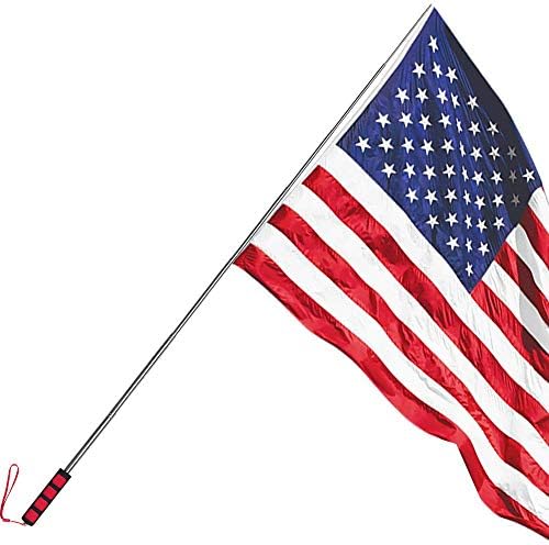 Enjoyist 4-Pack Assorted Color Telescoping Handheld Flagpole, Extendable Stainless Portable Steel Banner Tour Guides & Pointer for Teachers, with Clips (63'' Flagpole)