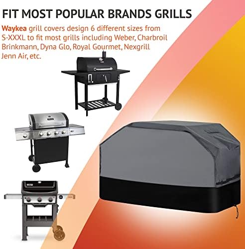 Heavy Duty Grill Cover 76 Inch, 600D Oxford Water Resistant UV & Fade Resistant BBQ Cover for Weber Char-Broil Dyna Glo Nexgrill Charcoal Gas Grill (76”W x 28”D x 46”H, Gray/Black)