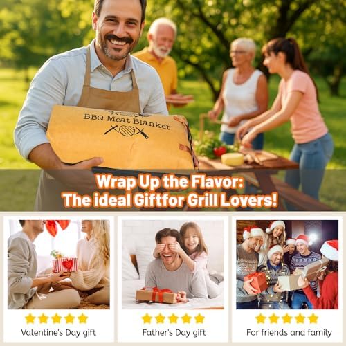 BBQ Grilling Accessories, Barbecue Smoker Blanket, Reusable Blanket for Resting Meat, for Large Beef Brisket, Anniversary Birthday Gifts for Men, and Ideal for BBQ Parties(Regular 21in)