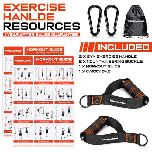 RENRANRING Gym Exercise Handles, Replacement Handle Attachments for Cable Machine Pulleys, Resistance Band and Strength Trainer, Pull Down Workout Accessories, Home Gym Add On Equipment