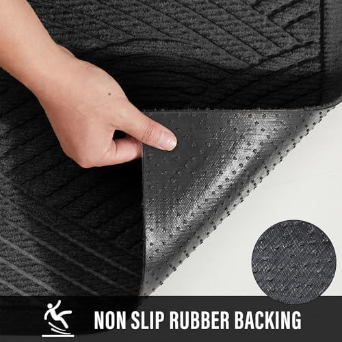 Sturdy Front Door Mat, Absorbent Muddy Dirt Resist Welcome Door Mats Outdoor Indoor, Stain and Fade Resistant, Non-Slip Backing Entry Mat Low Profile Doormat for Entryway, 36×24, Grey