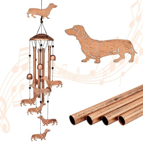 Dachshund Dog Wind Chimes for Outside,Metal Windchimes,Dachshund Dog Gifts for Women/Men,Wind Chime Garden Decor Outdoor,Memorial/Housewarming/Birthday/Festival Gifts,Front Yard Decor