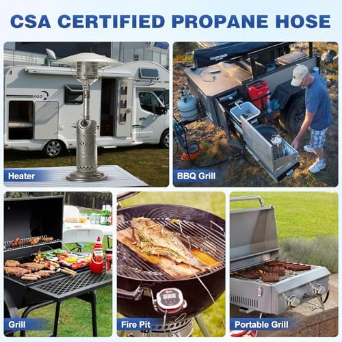 WADEO 12 FT Propane Quick Connect Hose for RV to Gas Grill, Propane Quick Connect Fittings for 1 LB Throwaway Bottle Connects 1 LB Portable Appliance to RV 1/4" Female Quick Disconnect