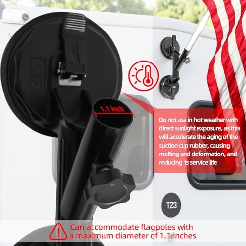 Quick Flag Mount for RVs, New Upgrade Suction Cup Flagpole Holder, Strong Suction Heavy Duty Metal RV Flag Pole Mount Compatible with Camper, Truck, Boats, Yachts