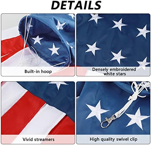 4th of July Decorations,40 Inch American Windsock Heavy Duty,Patriotic Fourth of July Outdoor Decor, American Flag USA Windsock With Embroidered Stars,Red White and Blue Decor for Memorial Day,Outside