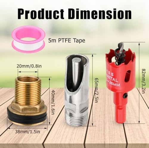 Pig Nipple Waterer, 5 Pcs Stainless Steel Automatic Hog Drinker Feeder Kit for Barrel with Brass Water Tank Connector Bulkhead Fitting for Hog Piglets Goat Waterering System