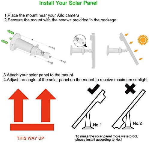 iTODOS Solar Panel Compatible with Arlo Pro and Arlo Pro 2, 11.8Ft Outdoor Power Charging Cable and Adjustable Mount,Not for Arlo HD,Arlo Ultra and Arlo Pro3/Pro4-Silver
