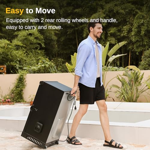 EAST OAK 30-inch Electric Smoker, Outdoor Smoker with Convenient Side Wood Chip Loader, 725 Sq Inches of Cooking, Digital Control and 4 Removable Racks for Outdoor Kitchen, BBQ, Backyard, Black