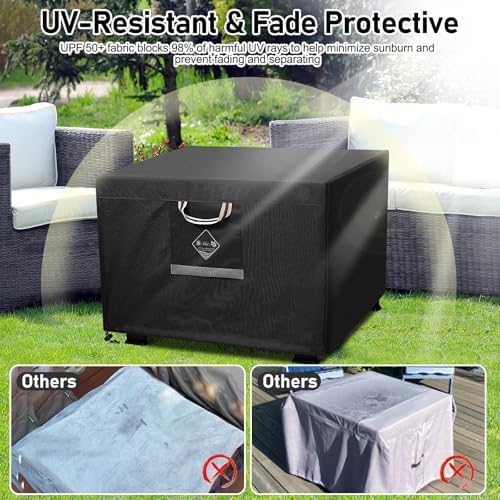 QH.HOME Fire Pit Cover Square, 28 inch Firepit Covers,Heavy Duty Fabric 100% Waterproof, Fits Outdoor for 25inch,27 inch,28 inch Square, Fireplace Cover,Gas Fire Pit Cover (28โL x 28โW x 24โH,Black)