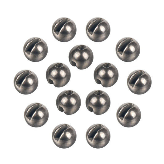 MUUNN 50pcs Tungsten Slotted Beads for Fly Tying,12 Colors/13 Sizes Tungsten Beads Heads Slotted Fly Tying Materials(Plain,1.5mm