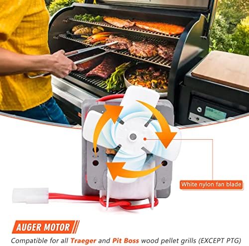 Upgraded 2.0 RPM Auger Motor Replacement Parts for Traeger, Pit Boss Wood Pellet Grills & Camp Chef Smokers, Oklahoma Joe's & Cuisinart WoodCreek Pellet Grill, Barbecue Auger Motor, 120V 60Hz 2 Pole