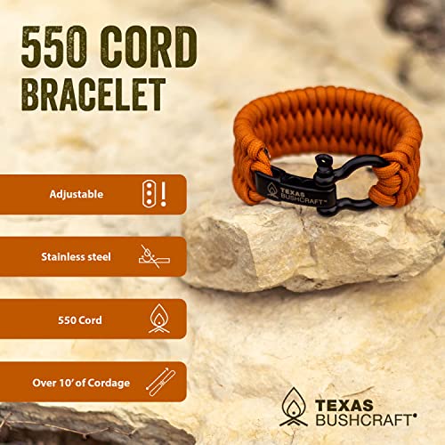 Texas Bushcraft Paracord Bracelet (Burnt Orange, M (6-7" wrist))