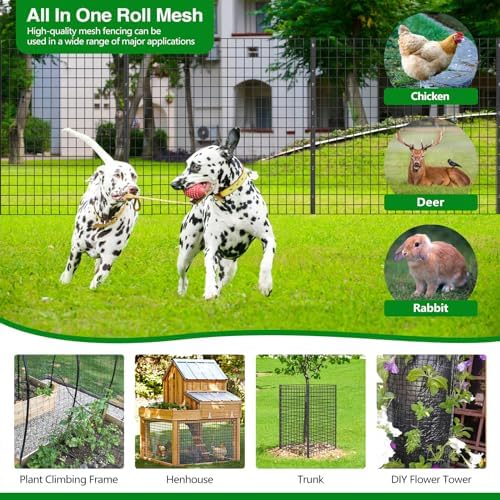 Wire Fence, 36 in(H) X 50 ft(L) PVC Coated Welded Wire Fencing 2" X 2" 16GA Garden Border Vinyl Metal Chicken Wire Fencing Mesh Roll for Yard Vegetable Plant Protection Poultry Netting Black