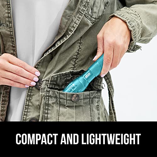 Gorilla Grip Powerful LED 750 FT Water Resistant 5 Adjustable Mode Tactical Flashlight, High Lumens Ultra Bright Battery Life Zoom Flashlights, Small Camping Car Mini Flash Light Accessories Turquoise