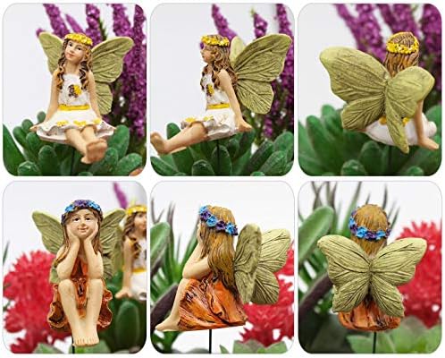 Fairy Garden Vintage Resin Fairy Figurines for Outdoor Garden Yard Lawn Supplies Home Decor Set of 6