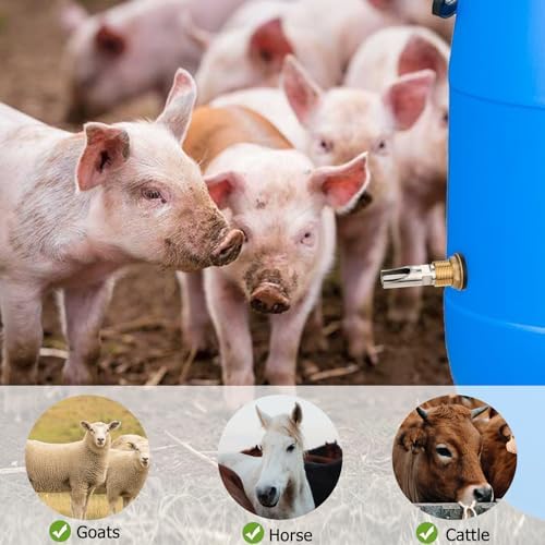 Pig Nipple Waterer, 5 Pcs Stainless Steel Automatic Hog Drinker Feeder Kit for Barrel with Brass Water Tank Connector Bulkhead Fitting for Hog Piglets Goat Waterering System